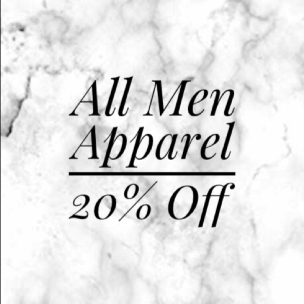 20% Off Men’s Apparel